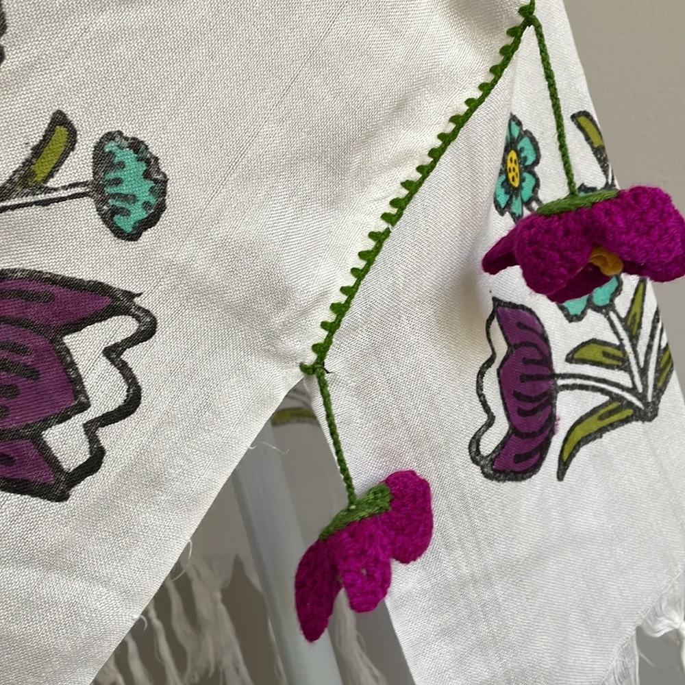 Hand Crafted Boho Festival Floral and Crochet Tassel Swimsuit Cover - Picture 5 of 12